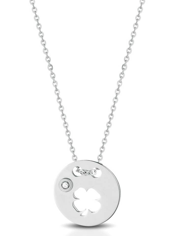 OPENGEWERKTE KETTING MET KLAVERTJE VIER WAFELHANGER voor wholesale door Melissa jewels