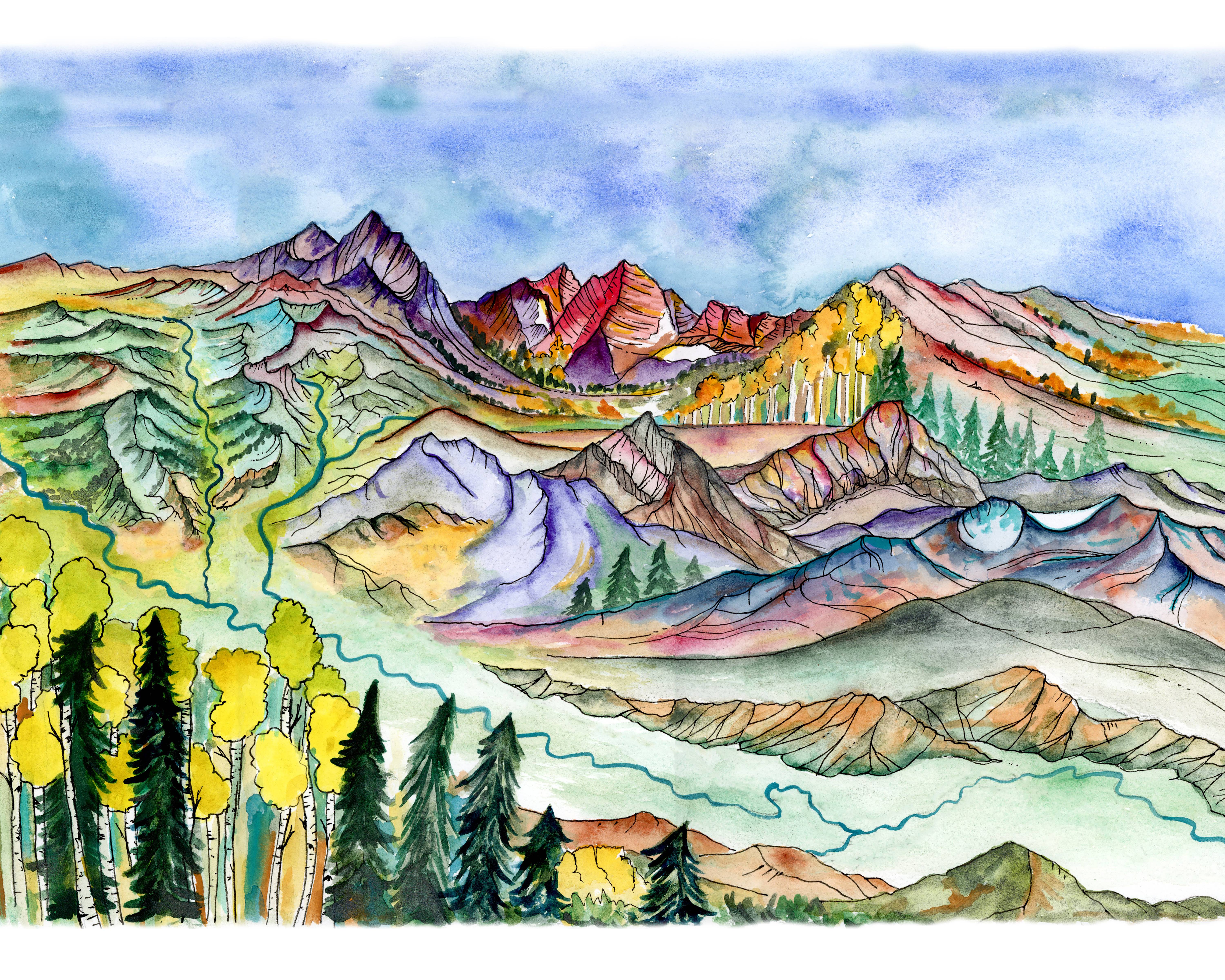 Sarah Uhl - Wholesale Art Print - Mountain Art 12x16 print: The Roaring Fork Valley
