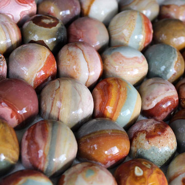 Pebble House - Wholesale Spiritual stone/crystal - Polychrome Jasper 1/2 Polished "Button"2