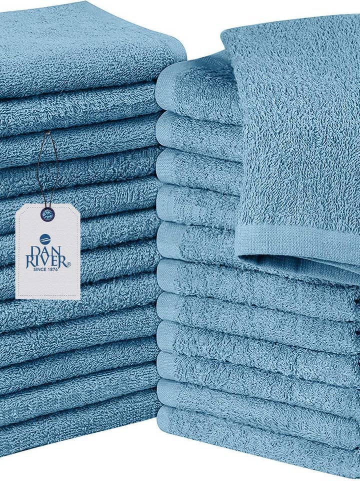 DAN RIVER 100% Cotton Washcloths 24 Pack for wholesale by Dan River Inc