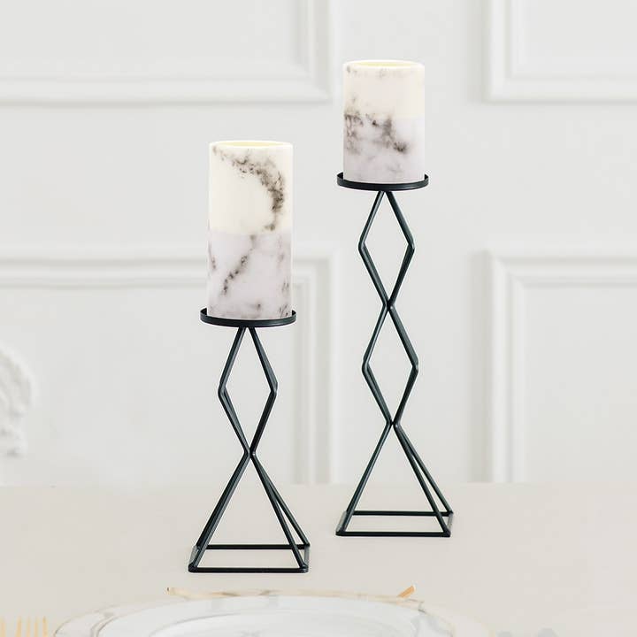 Weddingstar Inc. – wholesale Flameless candle – Artificial Flameless LED Pillar Candle Set Of 2-White Marble