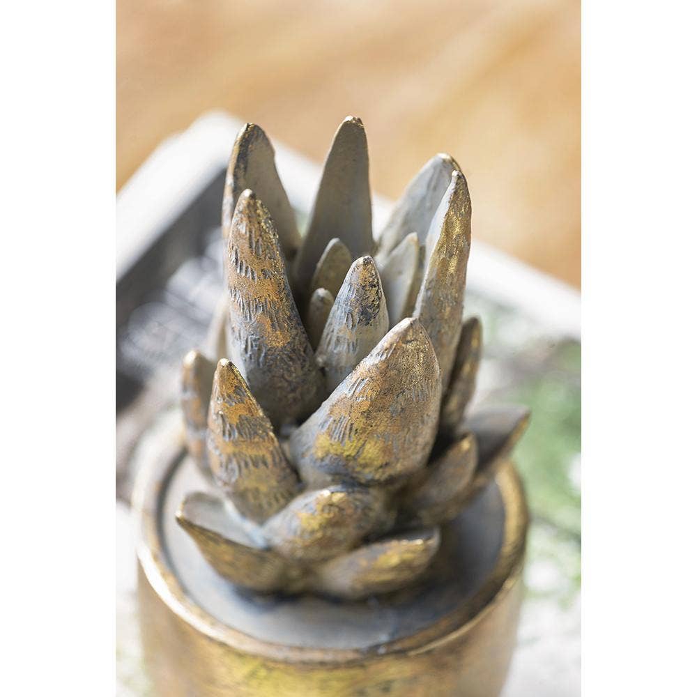 A&B Home Group Inc. - Wholesale Decorative Tabletop Object - D3.5x7" Golden Succulent Resin Planter2