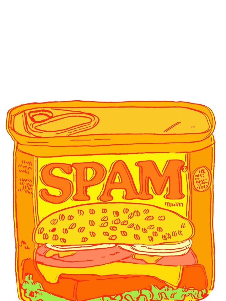 Spam! Pop-Art-Druck von Giraffes and Robots für den Großhandel von Giraffes and Robots Pop Art Studio