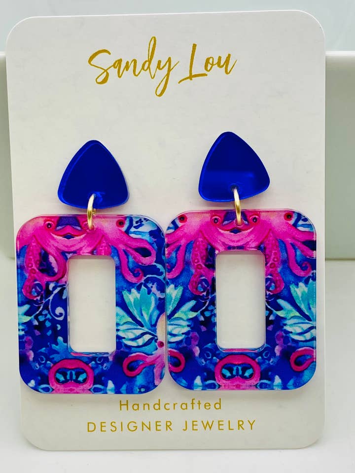 The Everyday Preppy Octo Acrylic Dangle Earring for wholesale by Sandy Lou Designs
