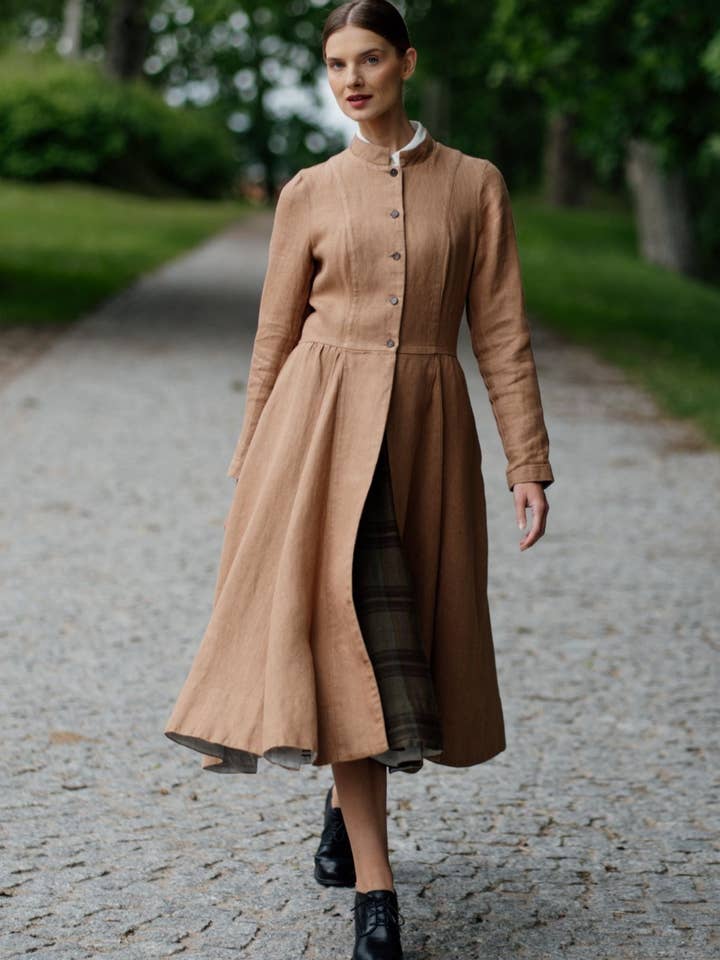 Victorian – Twill Linen Coat with Mandarin Collar for wholesale by Son de Flor