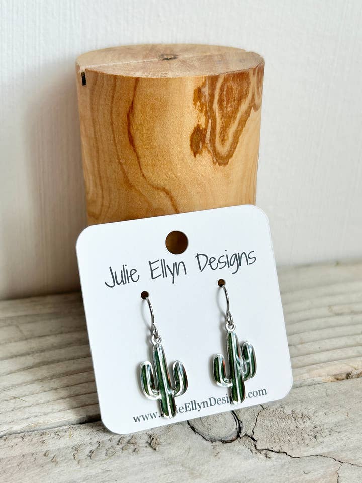 Øreringe med farvet glas saguaro - Sølv eller Guld for engroshandel hos Julie Ellyn Designs