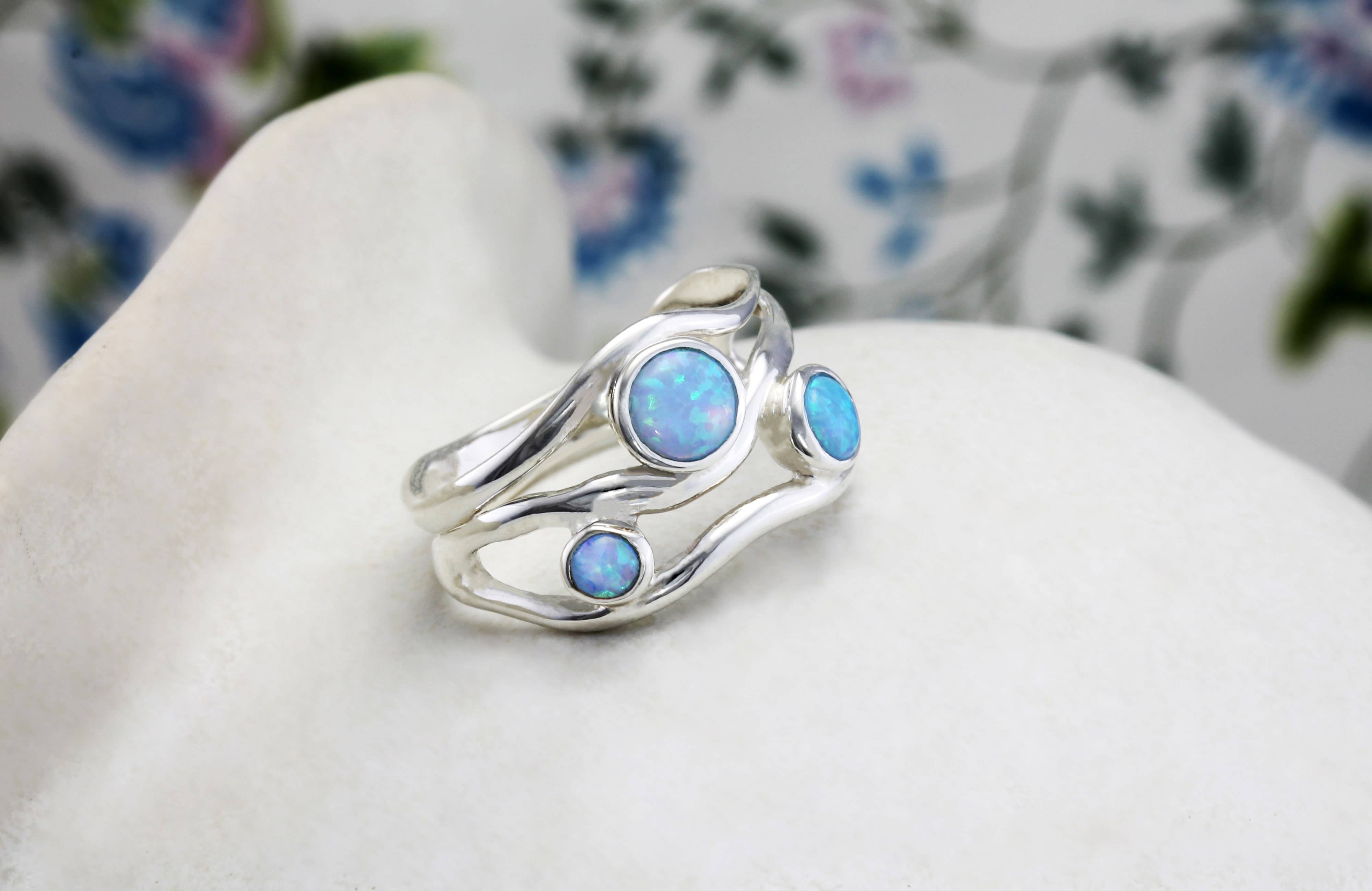 Banyan Jewellery - Wholesale Multi-Stone Ring - Handmade Three Opalite Sterling Silver Ring5