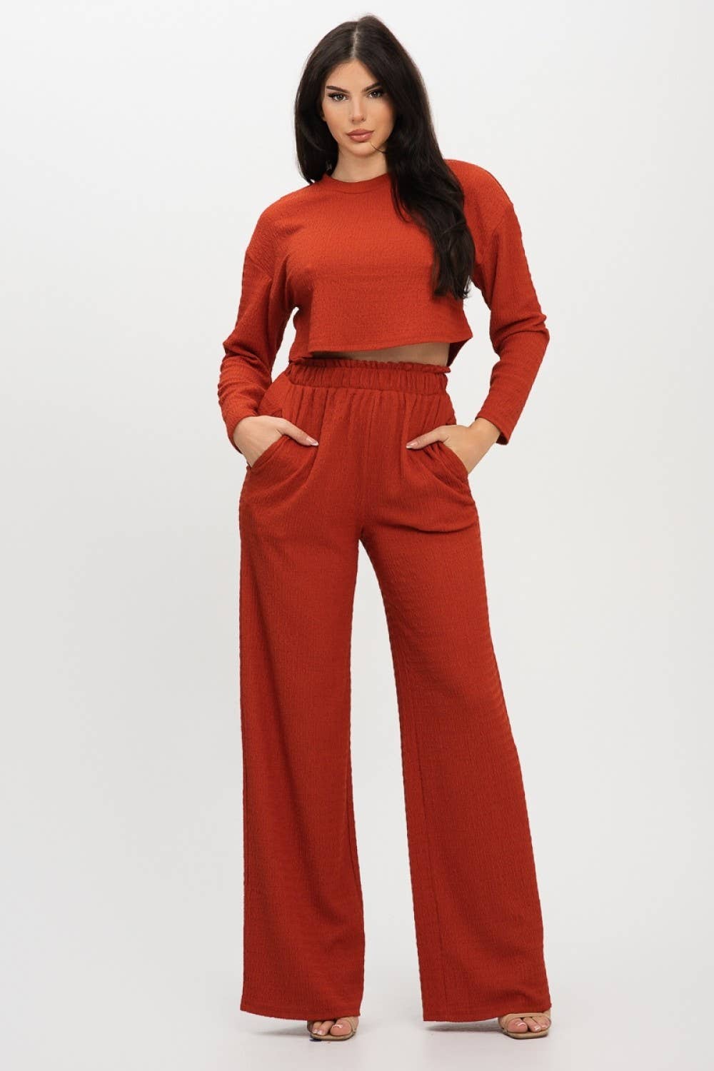 J2 FASHION – wholesale Set med topp och byxa – Dam – Jacquard Bubbel Jersey Byxset6