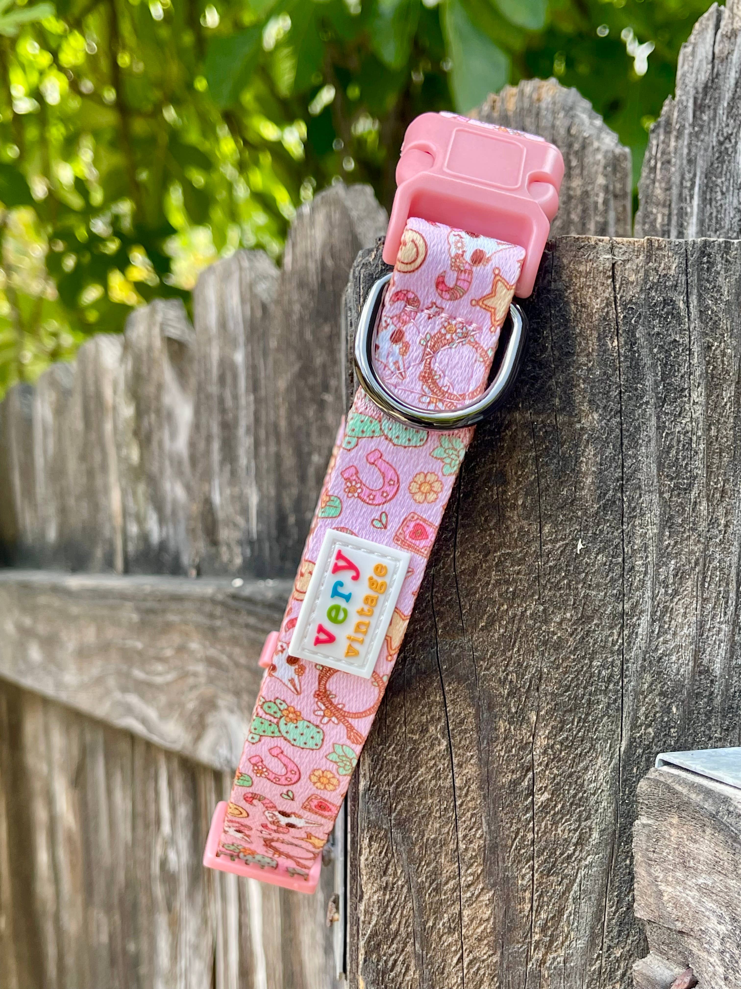 Very Vintage Designs - Wholesale Pet Collar - Dog - Pink Western Dog Collar – Cactus Cowgirl Lightweight Collar2