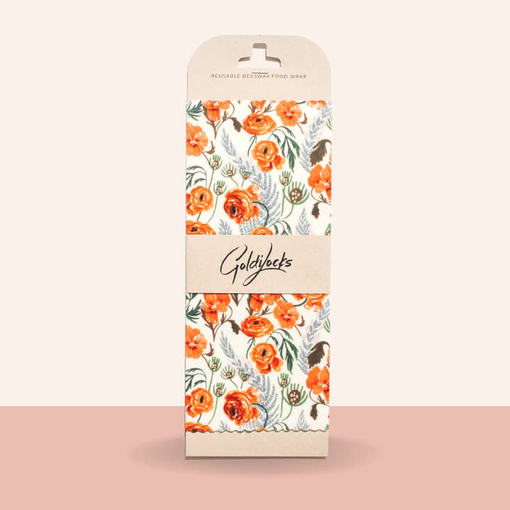 Reusable Beeswax Food Wraps: Golden Floral Single Medium for wholesale by Goldilocks Goods