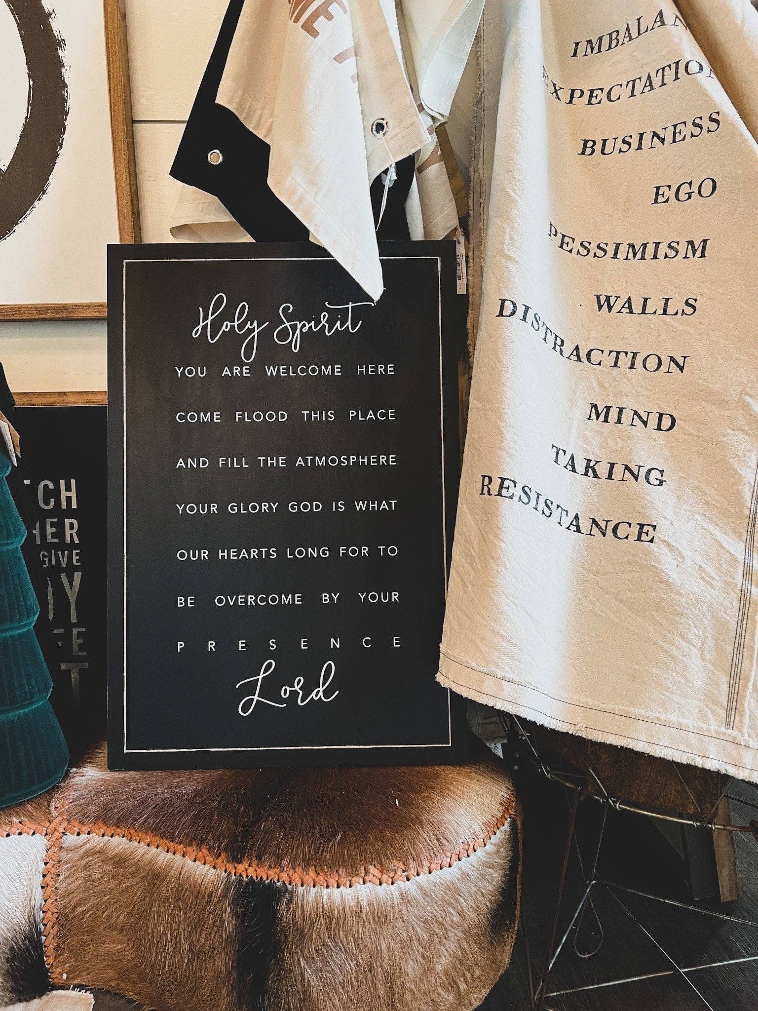 The Shed Interiors - Wholesale Sign - Holy Spirit You Are Welcome Here Wood Sign NEW FONT1