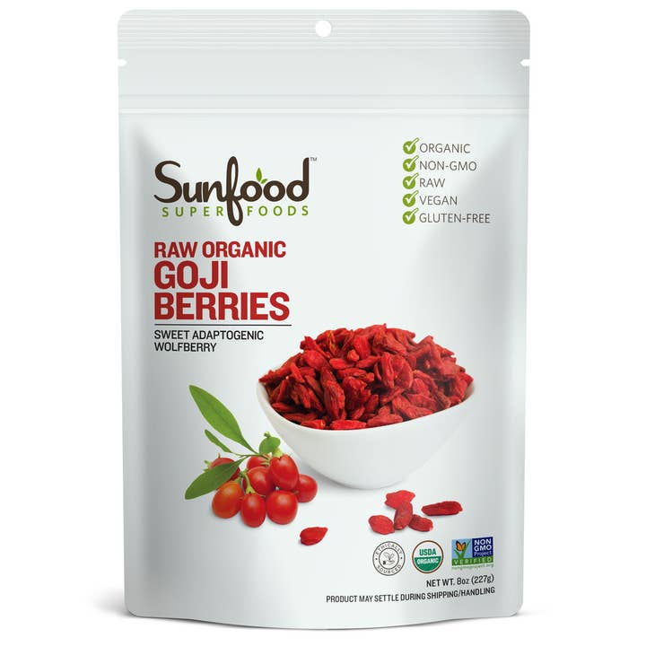 Goji Berries, 8oz for wholesale by Sunfood Superfoods