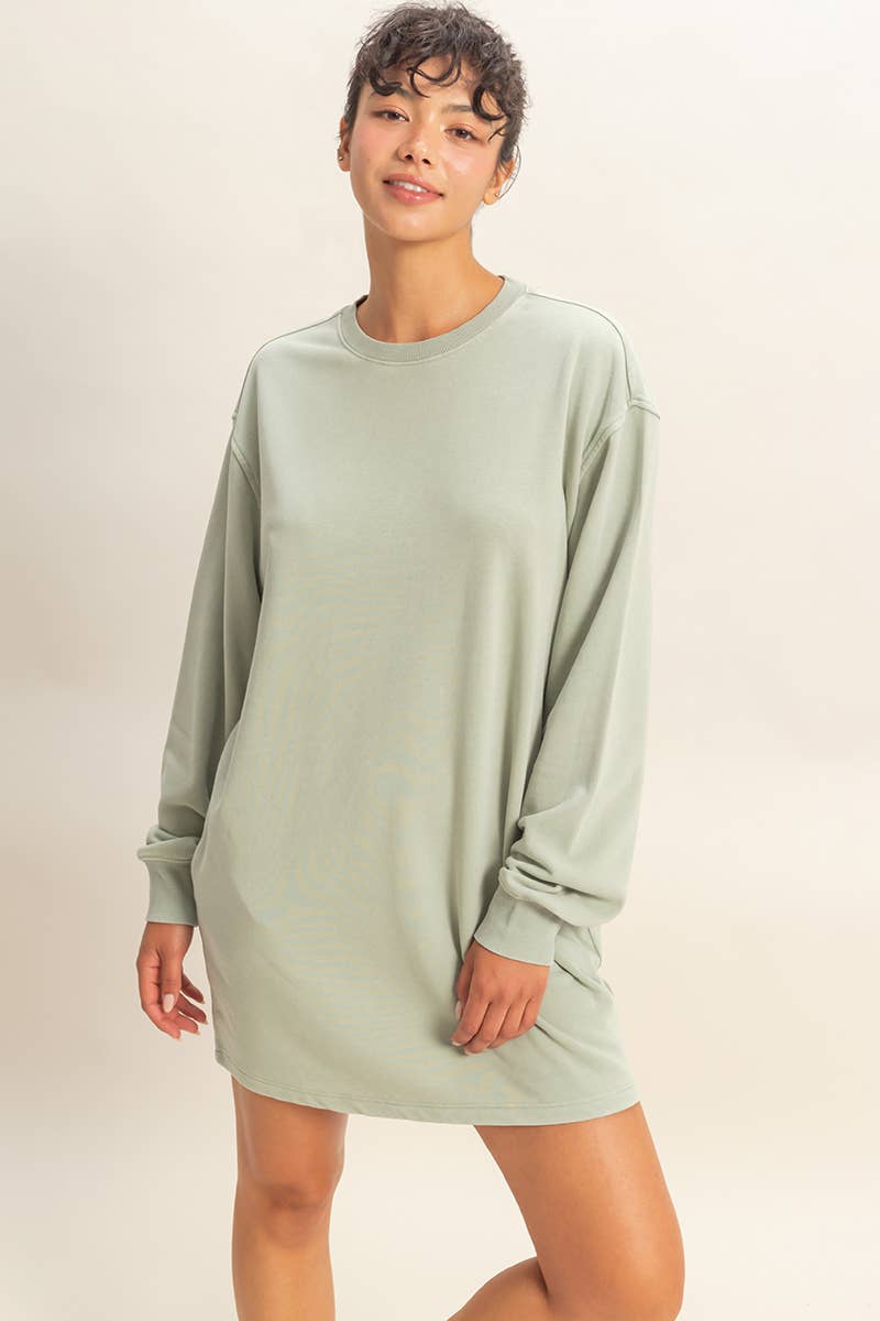 HYFVE – wholesale Dress – Women's – Mineral Washed Oversized Mini Sweatshirt Dress32