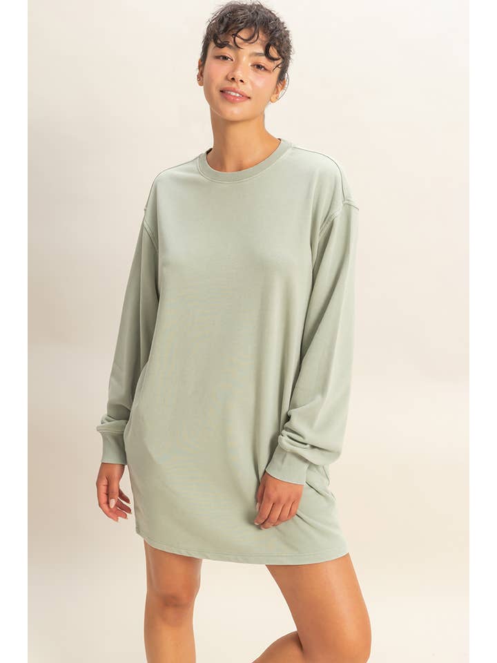 HYFVE – wholesale Dress – Women's – Mineral Washed Oversized Mini Sweatshirt Dress32