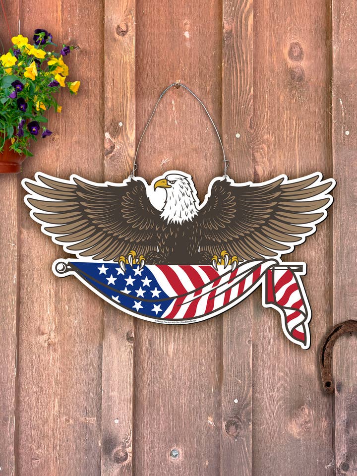 Appendino per porta con aquila e bandiera per la vendita all'ingrosso da parte di Steel Southern Designs