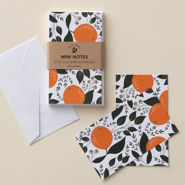 Conjunto de Mini Notas Laranjas | Cartões por atacado de HAZELMADE® Tea Towels + Gifts