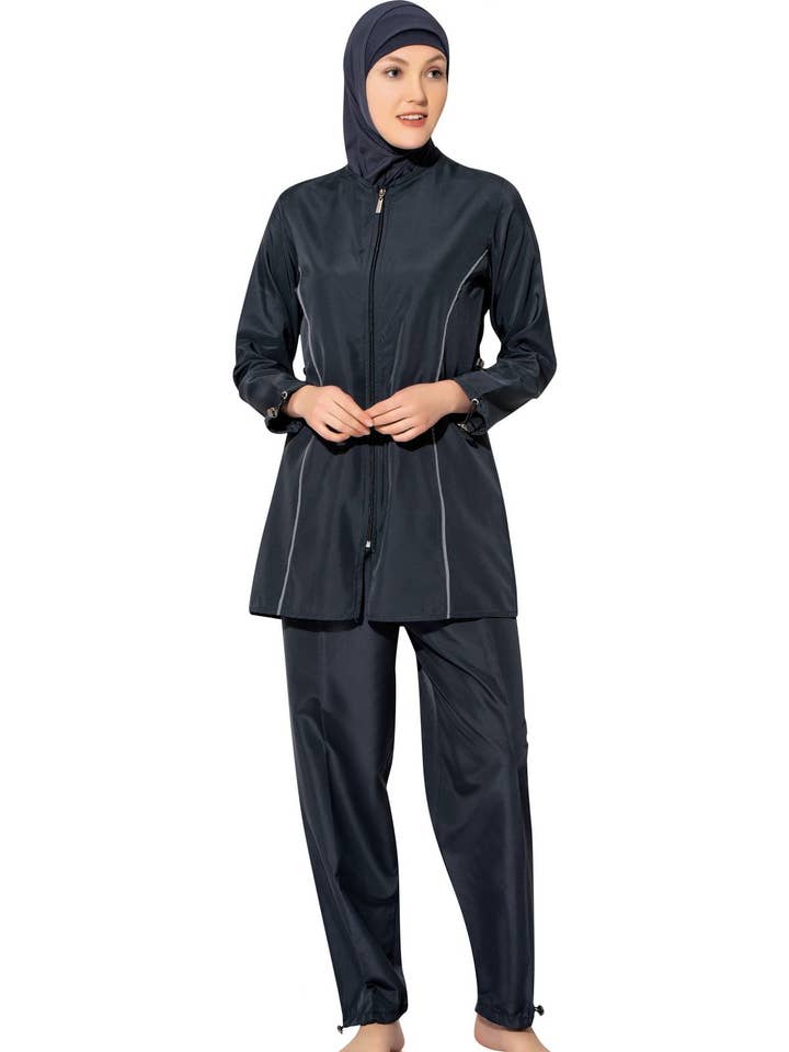 Anthracite Argisa Burkini Hijab Complet Uni Manches Longues Anthracite en vente sur Faire