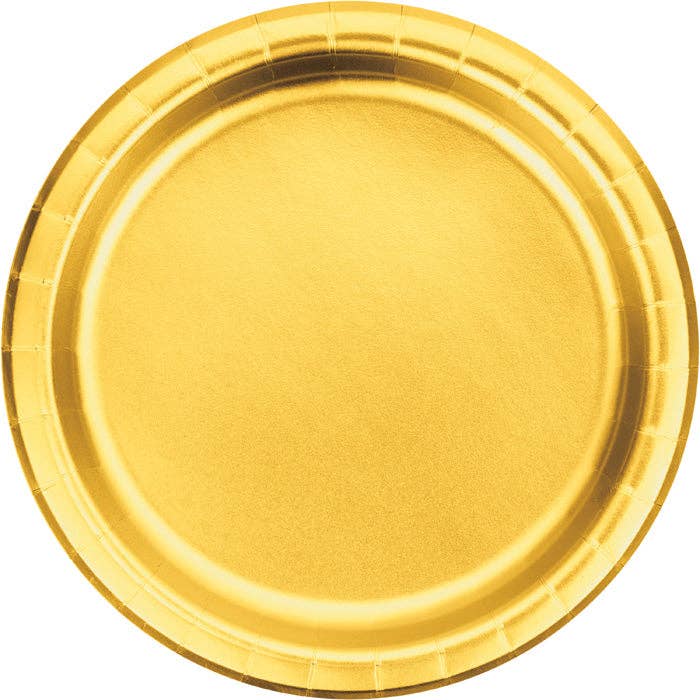 Bulk Party Decor - Wholesale Disposable Plate - Gold Foil Paper Dessert Plates, 8/Pkg
