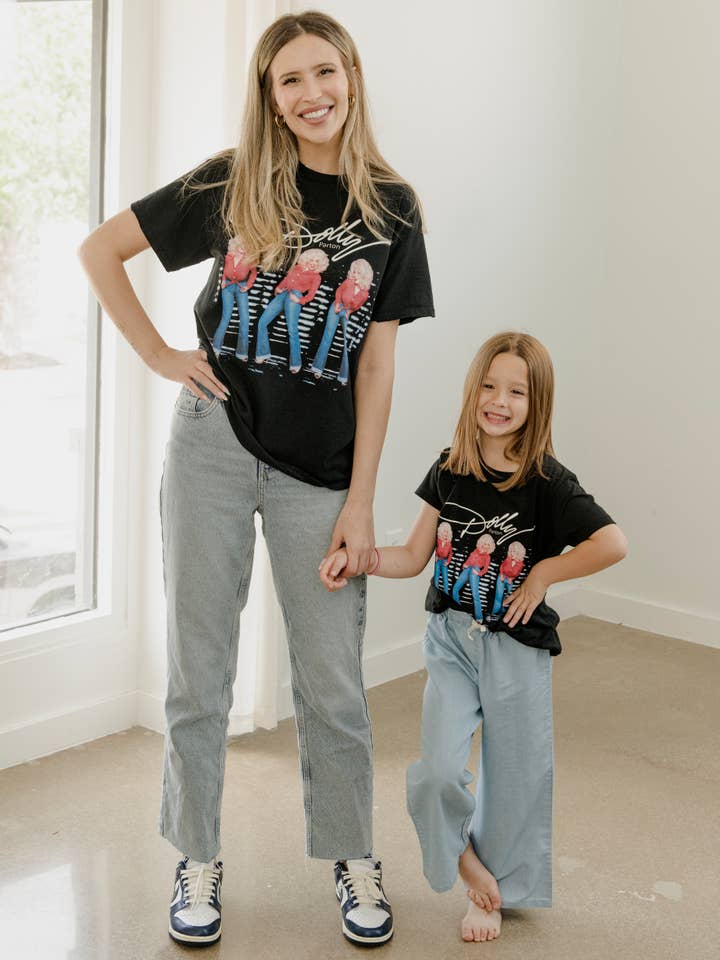 LivyLu - Wholesale Screen Printed T-Shirt - Kids - Children's Dolly Parton Triple Threat Black Tee2