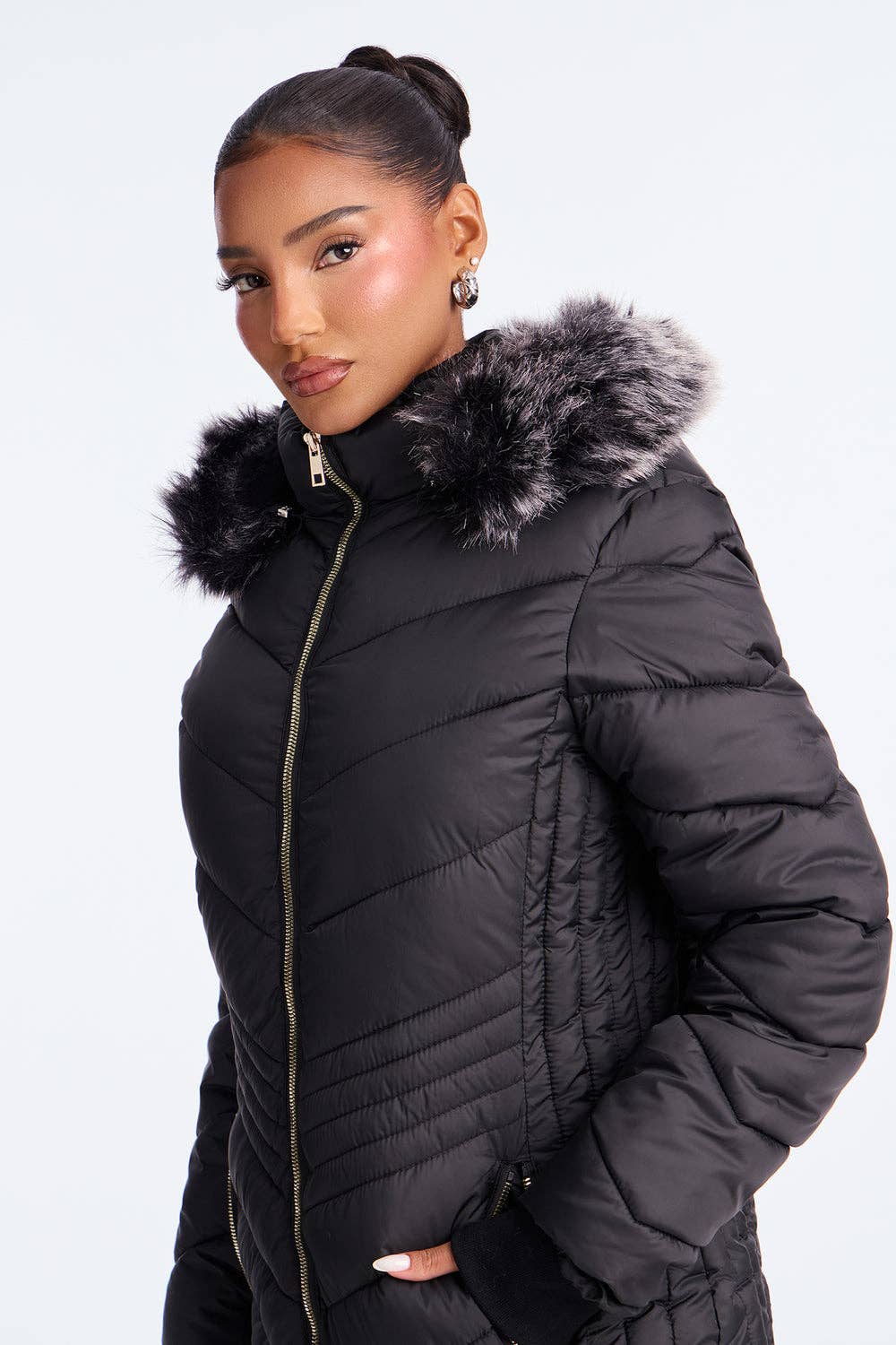 5besties inc - Vente Doudoune – femme - Doudoune longue à capuche1