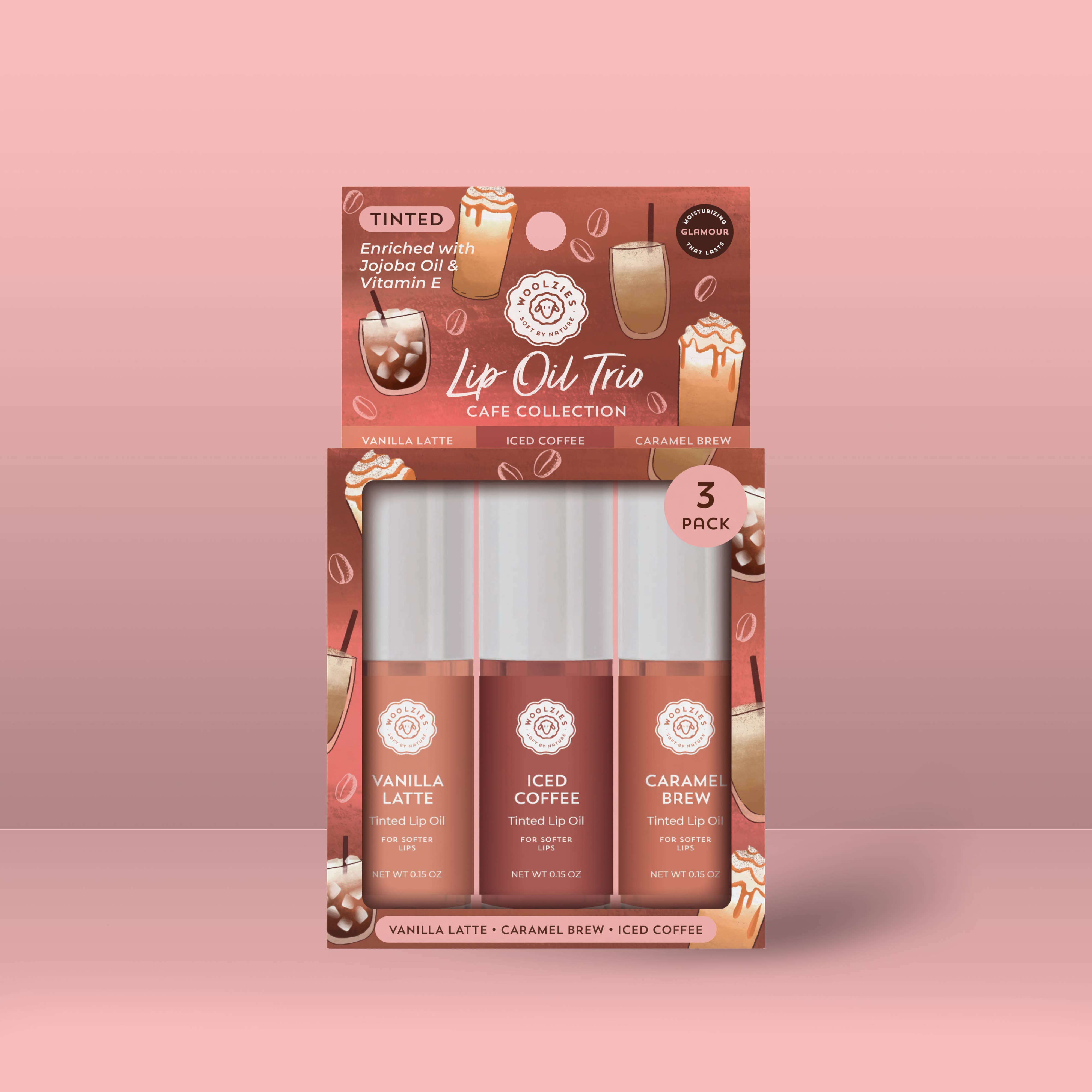 Woolzies - Vente Brillants à lèvres et gloss - Trio d'huiles à lèvres teintées – Collection Café0