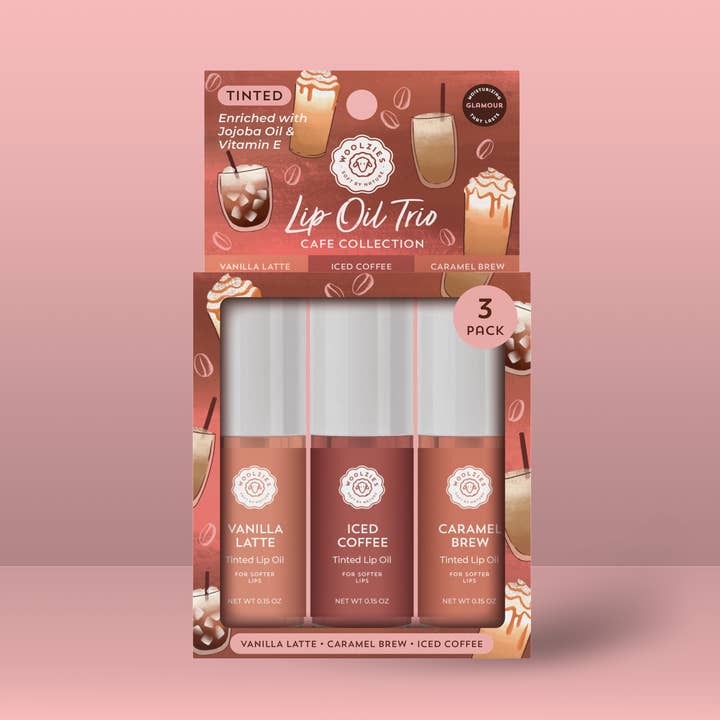 Tinted Lip Oil Trio – Cafe Collection for wholesale by Woolzies