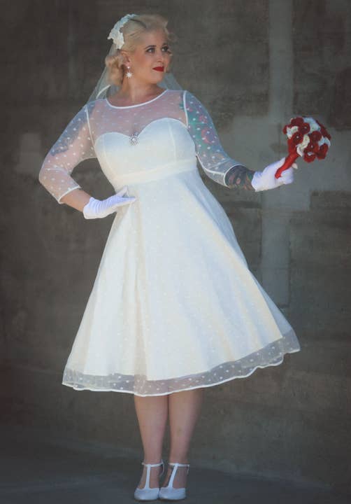 Madeline Polka Dot Mesh Bridal Dress for wholesale by Dolly & Dotty