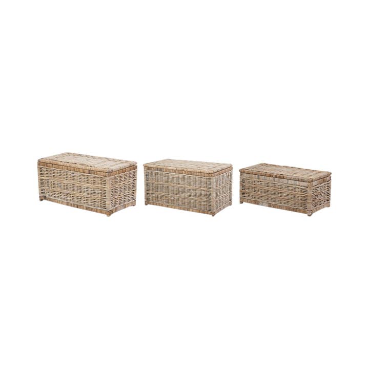 Set di 3 Ceste in Rattan Kubu Grigio per la vendita all'ingrosso da parte di Red Hamper