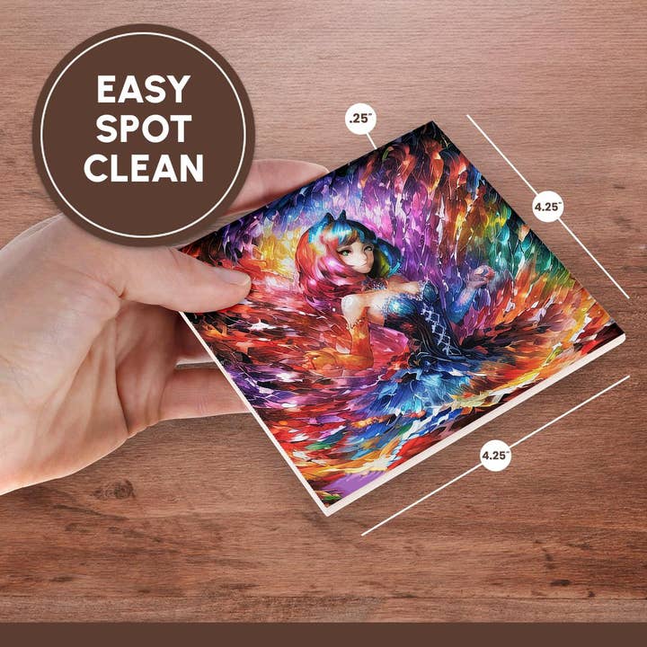 3dRose - Wholesale Coasters - 3dRose, Cat Woman. Cute cat girl in the vortex of colors. Funny awesome gift, Coaster6