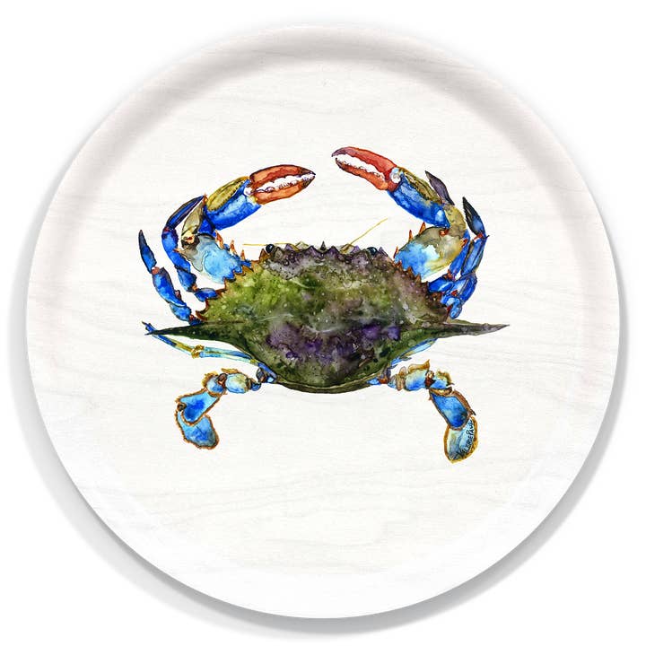 Blue Crab Serving Tray by Valerie Paul for wholesale by Trays4Us