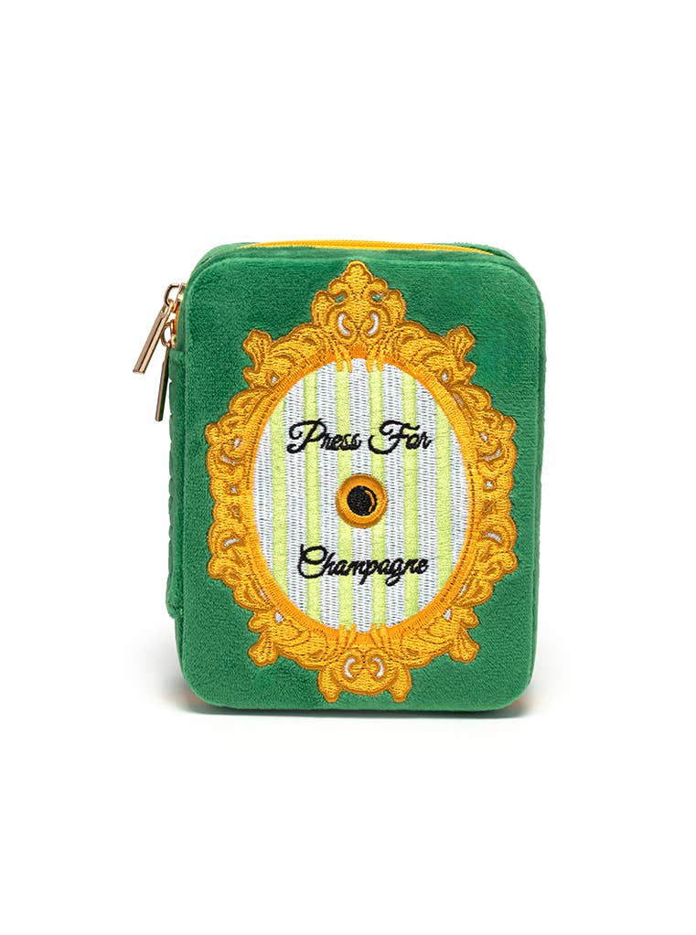 Living Royal - Wholesale Jewelry Box/Organizer - Velvet Jewelry Zip Case / Organizer - "Press for Champagne"