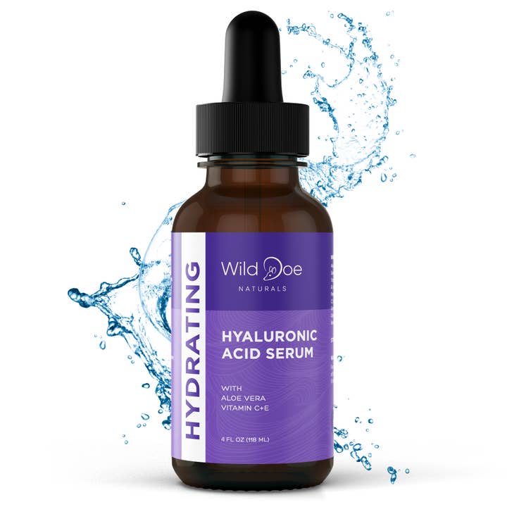 (4 oz) Hyaluronic Acid Serum with Aloe Vera, Vitamin C + E for wholesale by Wild Doe Naturals
