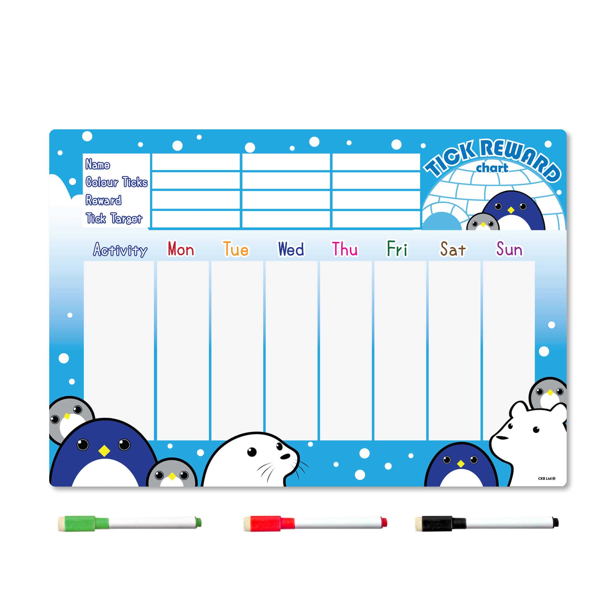 Wholesale Gifts Tomorrow – wholesale Magnet board – Magnetic Refrigerator Reward Chart A3 Size Penguin & Friends5
