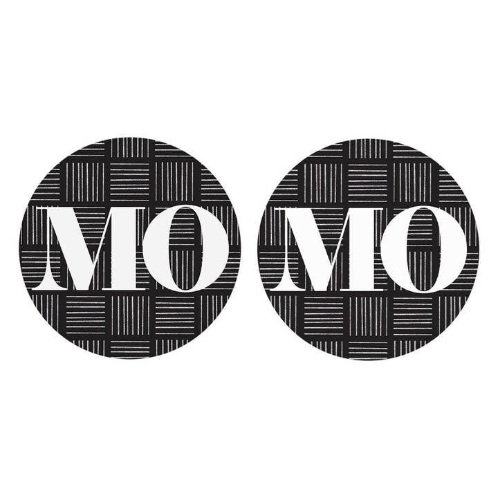 Black And White Abbreviated On Black Missouri | Absorbent Car Coasters | Set of 2 | Min 4 for wholesale by Love Local