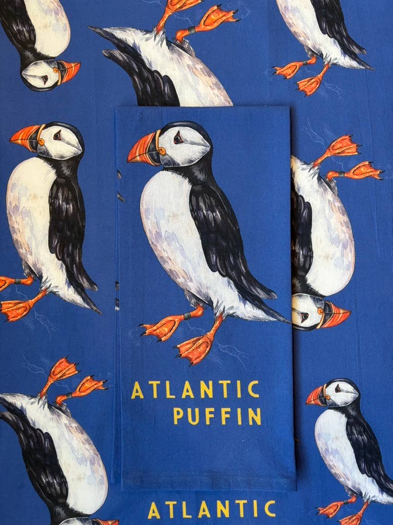 Claire Loon Baldwin Illustration - Wholesale Tea Towel - Atlantic Puffin Tea Towel 2