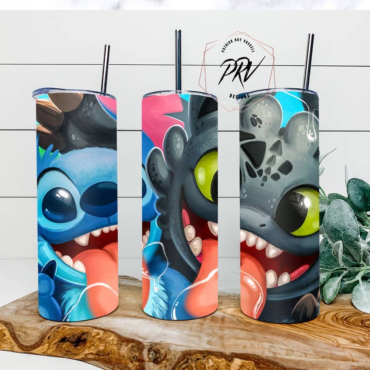 Gobelet bleu extraterrestre et dragon pour la vente par PRV_DESIGNS