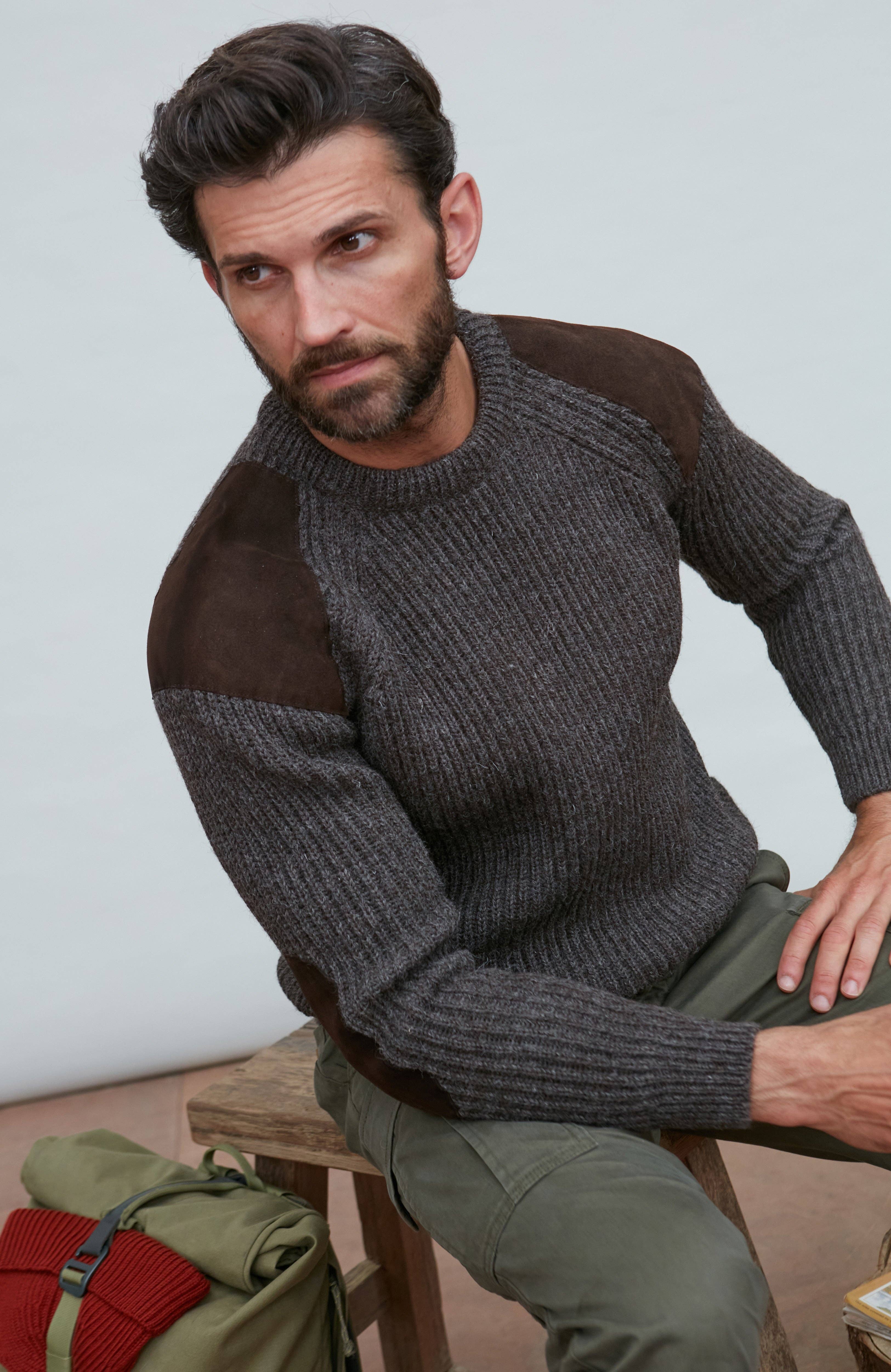 Paul James Knitwear – wholesale Pullovertröja - Herr – Mens Chunky Brittisk Ull Ribbed Shooting Jumper6