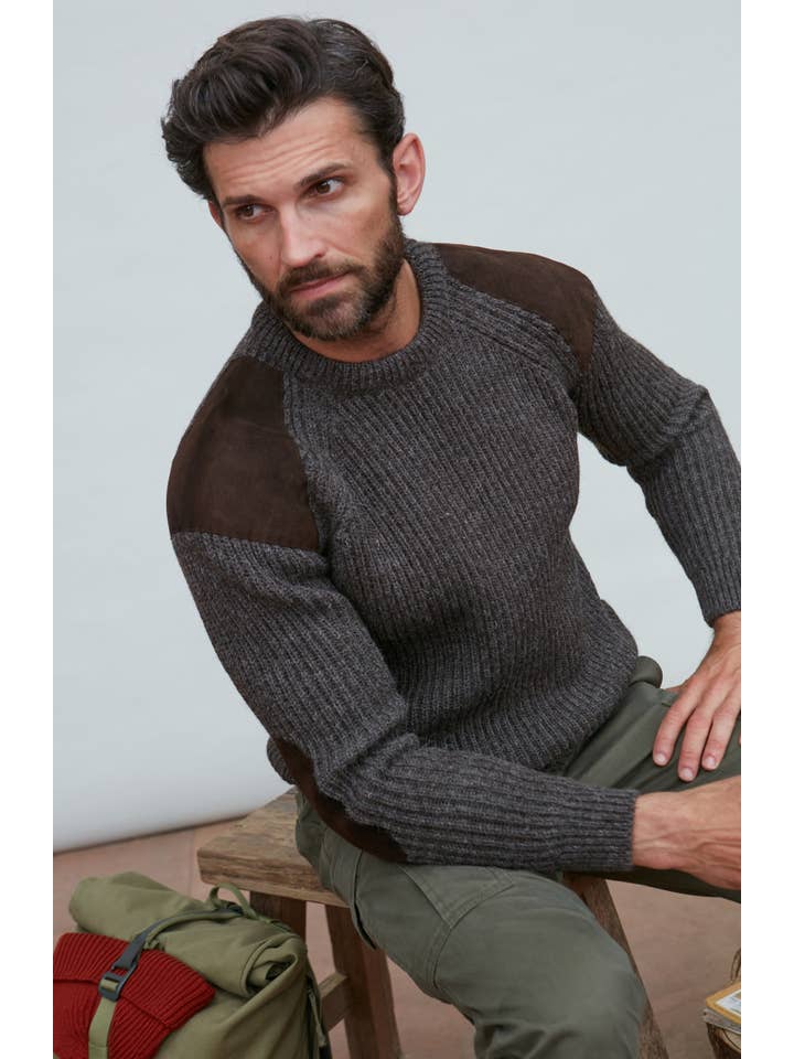 Paul James Knitwear – wholesale Pullovertröja - Herr – Mens Chunky Brittisk Ull Ribbed Shooting Jumper6