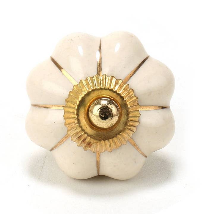 Perilla Home - Wholesale Knob/pull - Set of Six off White Ceramic Melon Knobs5