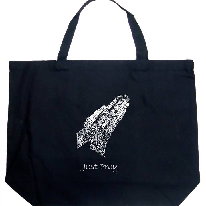 LA Pop Art Word Art Tote Bag - Prayer Hands for wholesale by LA Pop Art