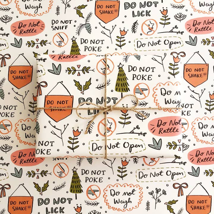 Abbie Ren Illustration - Wholesale Wrapping Paper Roll - Do Not Open Christmas Wrapping Paper - 3 sheet roll