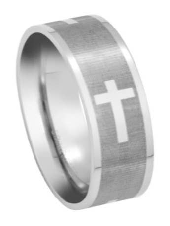 Stainless Steel Cross Ring-8mm for wholesale by Just Mens Rings