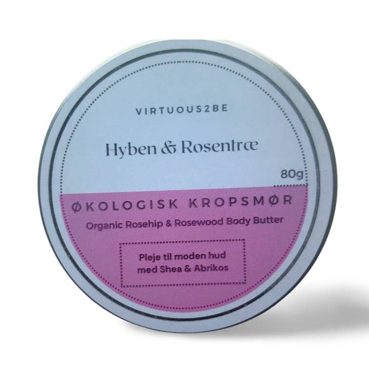 Organische Körperbutter mit Hagebuttenöl und Rosenholz für den Großhandel von Virtuous2be