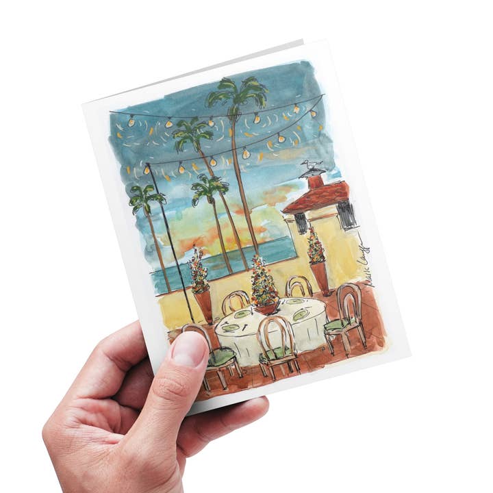 Ole Hanson Beach Club Terrac Folded Greeting Card w Envelope for wholesale by Maria Langgle