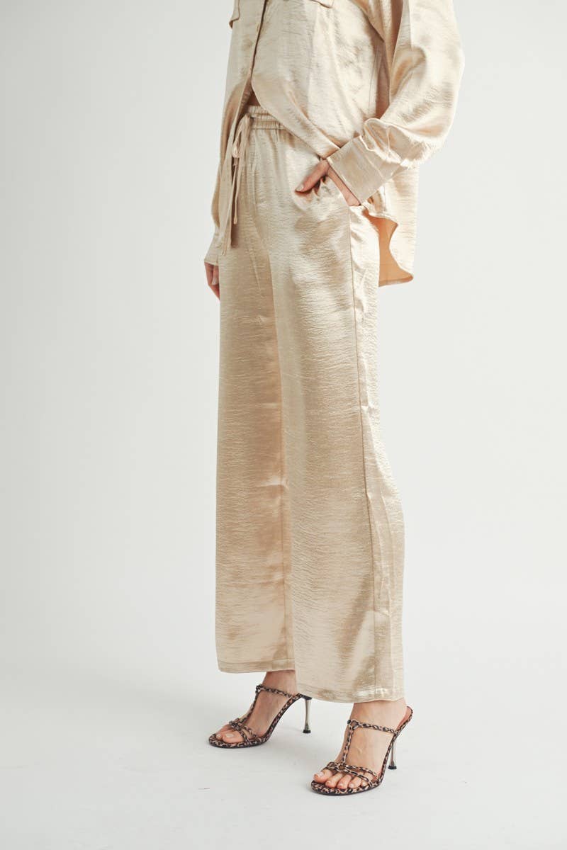 AIBLEE – wholesale Pants – Women's – Metallic Flared Wide-Leg Pants Blue -115