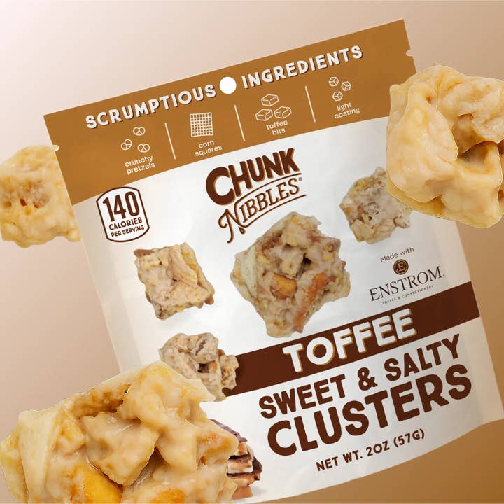 Chunk Nibbles - Vendita all'ingrosso Dolci ricoperti di cioccolato - Snack da 2oz di Bocconcini al Toffee1