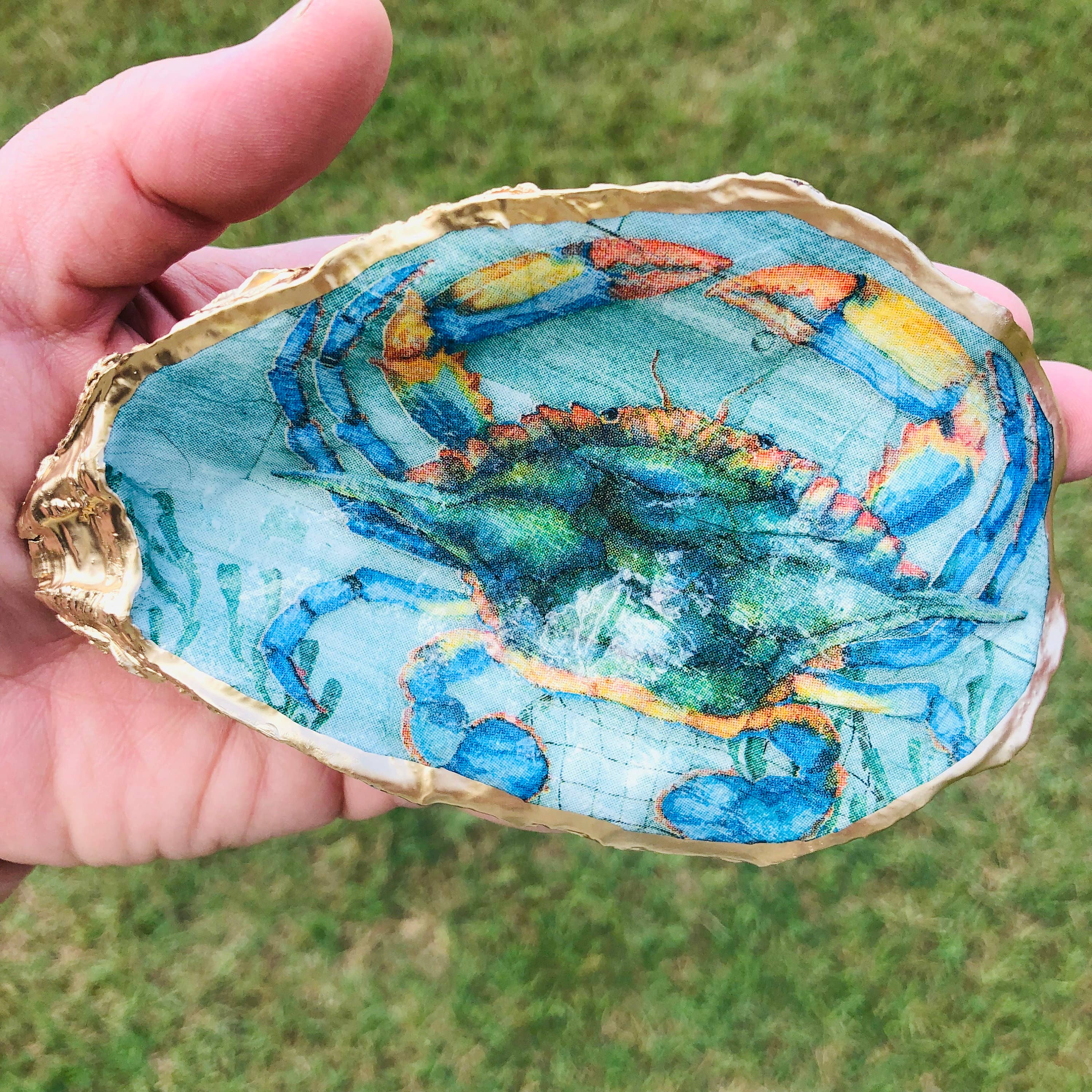 Place of Grace Designs - Vente Plateaux à bijoux - Plat à découper Oyster Ring - Blue Crab4