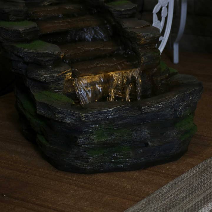 Sunnydaze Decor - Wholesale Outdoor Ornament/Decor - Shale Falls Outdoor Water Fountain with Lights - 13.75 in8