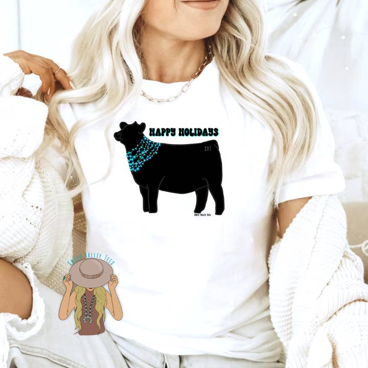 Holiday Steer Tee for wholesale by Sweet Valley Tees
