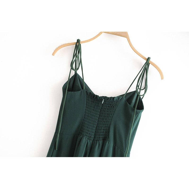 GREEN High Waist Sexy Hem Side Slit Lace-Up Slip Dress for wholesale on Faire10